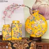 Vases Vintage Orange Jaune En Céramique Fleur Vase Salon Bureau Ornement Creative Motif Relief Simulation