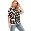 Plus Größe Vintage Stil Casual Print Bluse Lager Kurzarm Lose Shirt Frauen Sommer Tragen frauen Blusen Shirts