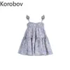 Korobov New Arrival Sweet Squined Tank Top Summer Chic Print Outwear Vest Korean Sleeveless Slim Female Camis 210430