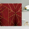 Tende da doccia Modern Trendy Pink Gold Black White Marble Curtain Motivo geometrico Decorazioni per il bagno Tessuto impermeabile stampato in 3D