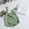 Född baby pojkar kläder infantil flicka pojke ärmlös romer stickning rompers söta overalls jumpsuit 0-24m 210429