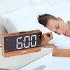 Projection Radio Alarm Clock LED Digital Desk Table Watch Snooze Function Adjustable Projector FM Radio with Sleep Timer 211111