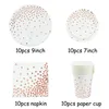 Disposable Dinnerware 40Pcs Party Tableware Set Gold Cups Plates Paper Napkins For Wedding Adult Kids Birthday Decorations