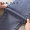Chic Elastic Denim Skinny Calças De Jeans Mulher Cintura Cintura Calças Mulher Coreano Moda Mostra Slim Alta Luz Azul Cinza Jean Fêmea 210616