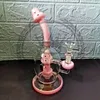 Hookah Beaker Bong Gave Glass Water Rure Matrix Perk Różowa wysoka miska 14 mm
