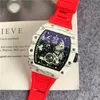 Męskie zegarki sportowe marka moda pusta szkielet zegarek gumowy pasek męski zegar relojes para hombre253y