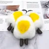 Year's Style Korean Egg Keychain of Real Rex Rabbit Fur Cartoon Doll Creative Set Winter Bag Pendant