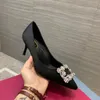 Fashion New High Quality Women's Formal Shoes Silk Upper Rubber Sle Flat Sole Se Hel 6.5 Inch Igh Heel Sexy Pointed Sandals with Dust Bag Wedding 35-40 xy Original Quality