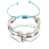 2 teil/satz Böhmen Sommer Schmuck Schildkröte Shell Fußkettchen Mode Fuß Kette Charme Perlen Knöchel Armband für Frauen