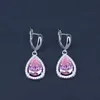 Серьги ожерелье Продвижение розовый кубический циркон капля капля серебряный цвет ювелирные украшения для кольцевого браслета242N