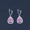 Collier de boucles d'oreilles Promotion Pink Cumbic Zircon Drop Silver Color Bijoux Set Bing Bracelet3587229