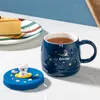 Tasses 450 Ml Ins Ours Animal Marin Mignon Kawaii Tasse En Céramique Avec Couvercle En Silicone Tasse À Eau Espresso Café Boissons Vin Cadeau De Noël