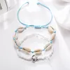 2 pc/ensemble Bohême D'été Bijoux Tortue Shell Cheville Mode Pied Chaîne Charme Perles Cheville Bracelet pour les Femmes