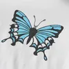 Sexiga Kvinnor Mode Butterfly Print Vit Sommar Kort Tshirts Girl Långärmad Turtleneck Exposed Navel T-shirt Toppar 210421
