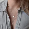 Pendant Necklaces 1pc Women Pendants Copper Bead Metal Bar Sequin Multilayer Chain Necklace Jewelry