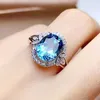 Huitan Romantic Round Shape Women Ring Brilliant CZ Stone Female Wedding Party Anniversary Birthday Gift Trendy Ring Jewelry X0715