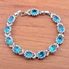 Orecchini collana set di gioielli da sposa di lusso per donne cristalli blu e set con bracciali ad anello a sospensione 2021