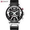 Top Brand CURREN Moda Uomo Orologio Militare in pelle Impermeabile Orologi al quarzo Mens Cronografo Sport all'aria aperta Orologio da polso Relogio 210517