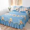 Drap-housse floral couvre-lit gracieux chambre couvre-lit jupe décoration draps de matelas antidérapants avec taie d'oreiller F0390 210420