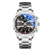 Cross-border Source Blue Light Waterproof Watch Men's Sports Multi-function Stainless Steel Brand Quartz Hine