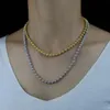 Chokers Prata Cor 5mm Bola Redonda Miami Cuban Colar Micro Pavimentado Cubic Zircon Iced Out Bead Chain Gargantilha Mens Mulheres Hip Hop Je5950107