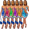 Bulk Sexy Print Damenkleider ärmelloses, figurbetontes Minikleid über dem Knie, einteiliges Set, Party, Abend, Clubkleid, Mode, Sommer, rückenfreie Damenkleidung 6566