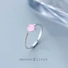 Zircone lucido Cuore di cristallo rosa romantico per le donne Anello aperto regolabile in argento sterling 925 Gioielleria raffinata Regalo di San Valentino 210707