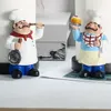 VILEAD 29.5cm Resin Chef Double-Layer Paper Towel Holder Figurines Creative Home Cake Shop Restaurant Crafts Decoration Ornament 210607