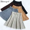 Jupe plissée Streamgirl Jupes d'école de taille haute pour femmes hiver femme OL Mini jupe d'école plissée courte tricotée filles d'automne 210421