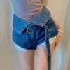 Lapela Cintura Retro Forma High Jeans Shorts Slim Denim Sexy Micro Midi Calças Mulheres Plus Size Feminino 210601
