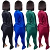 Pantalones de dos piezas para mujer 2022 Producto para mujer Color sólido Temperamento de moda Camisa de manga larga con cuello en V delgada Dos piezas Deportes Fitness Jogging