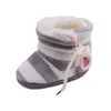 2021 Baby Winter Botki Noworodka Baby Girl Boots Miękkie Ciepłe Stripe Baby Side Paski Bawełniane Buty G1023