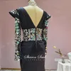Robes de soirée de luxe cristal noir sirène bal 2022 à manches longues Dubai robes de soirée col haut élégant robe de graduation africaine