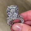 Underbara Big Pear Shape Engagement Ring Square CZ Promise Ring -förslag Ring för flickvän Kvinnor Trendiga smycken 3355265