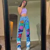 Cartoons Graphics Leuke Letter Gedrukt Baggy Dames Jeans Hoge getailleerde Y2K Sweet Demin Pants Streetwear E-Girl Vintage 90s Bottom 210510