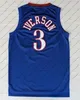 # 55 Dikembe Mutombo Jerseys # 3 Allen Iverson Jersey # 15 Carmelo Anthony Jersey Blue Stitched Shirts College S-XXL