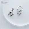 Bright Zircon Star Hoop Серьги Подлинная 100% 925 Стерлингового Серебра Антиаллергия для Женщин Ол Стиль Стиль Изящные Ювелирные Изделия 210707