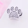 925 Sterling Silver Toy Dog Print Bear Paw Zircon Stone Beads Fit Original Charm Bracelet For Making Berloque DIY1146941