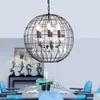 American Retro Iron Cage Hanging Chain Ball Pendant Lamp Nostalgic Restaurant Crystal Decorative LED Lighting Fixture Lamps
