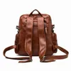 Anti-theft soft leather backpack female 2021 fashion universal leisure joker large capacity light multi-functional travel bag212D