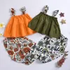 bambini che coprono gli insiemi vestiti delle ragazze bambini Sling Tops + pantaloni floreali 2pcs / set vestiti del bambino del boutique di modo di estate