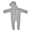 Voete pasgeboren romper baby babyfotografie prop jumpsuits lange mouw hooded gebreide rompertjes klimmen kleding