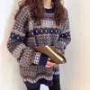 Hong Kong Style Retro Sweater Schoolgirl Korean Loose Winter Lazy Wind Plus Size 211011