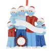 Quarentena Família de 3/4/5/6 com Máscaras Faciais Resina Papai Noel Enfeite de Natal Faça Você Mesmo Árvore de Natal Pingente Decorações de Festa Brinquedos de Desenho Animado GGE1717