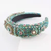 Retro Barokowa opaska Kryształ Diament Velvet Włosy Band Glitter Double Rows Zroszony Rhinestone Headbands X0726