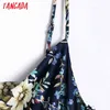 Summer Women Floral Print French Style Spaghetti Strap Ladies Midi Dress Vestidos 6H14 210416