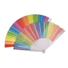 Rainbow -fans Fällande fans Konst Färgglada handhållen Fan Summer Accessory for Birthday Wedding Party Decoration Party Favor Gift DH2015