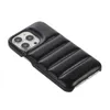 2021 Ny Soft PU Läder Shocksäker Mobiltelefon Väskor Pad Quilted Back Down Jackor Skydd Skyddande Lämplig för iPhone 13 11 12 Pro Max X XS XR 7 8 Plus Apple Series