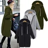 Kvinnors Tröjor En gång 2021 Höst Casual Women Long Sweatshirt Coat Zip Up YtterWears Hooded Jacka Vinterfickor Plus Size OU