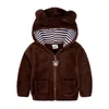 Pile per bambini Cappotto spesso invernale Neonato Ragazzi Ragazze Cerniera con cappuccio Orso Giacca con cappuccio Capispalla Cartoon Cardigan Camicia con cappuccio Top 210413